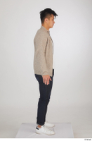  Yoshinaga Kuri blue jeans brown sweater casual dressed standing white sneakers white t shirt whole body 0007.jpg